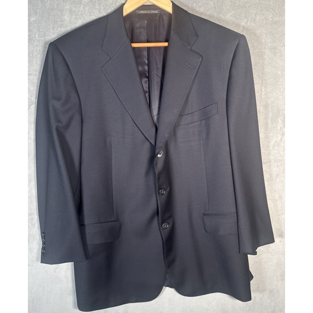 Ermenegildo Zegna Fine‎ Worsted Super 100's Suit Jacket Blazer Navy 50 40S US